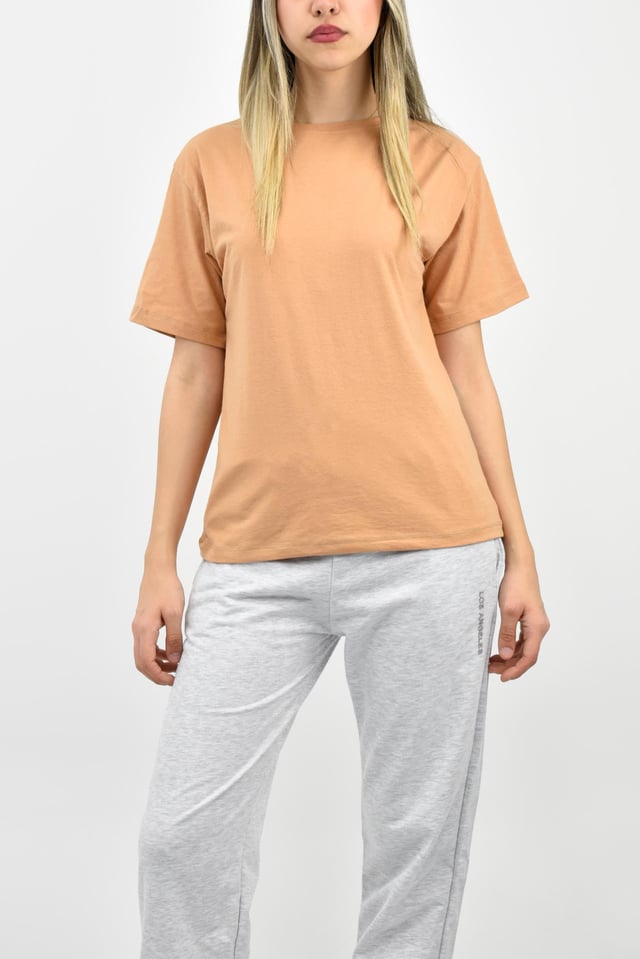 Bisiklet Yaka Oversize Basic Tişört - Somon