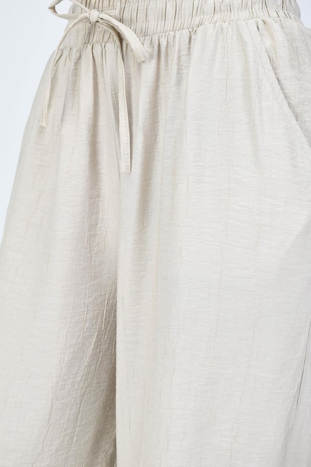 Çilek Kumaş Yazlık Pantolon -Bej