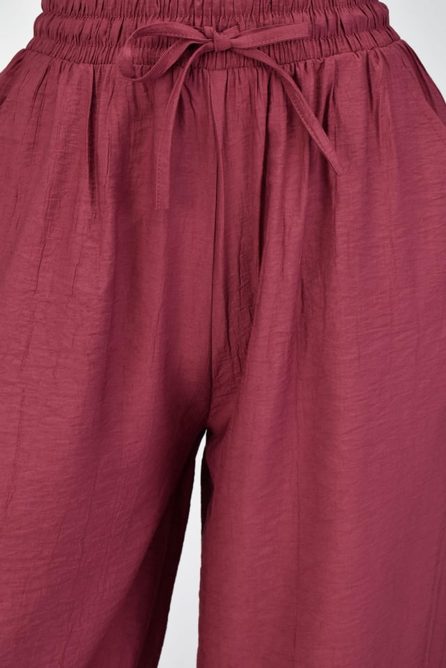 Çilek Kumaş Yazlık Pantolon -Bordo