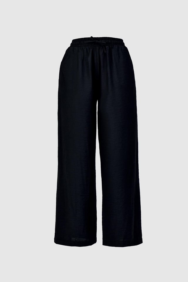 Çilek Kumaş Yazlık Pantolon -Siyah