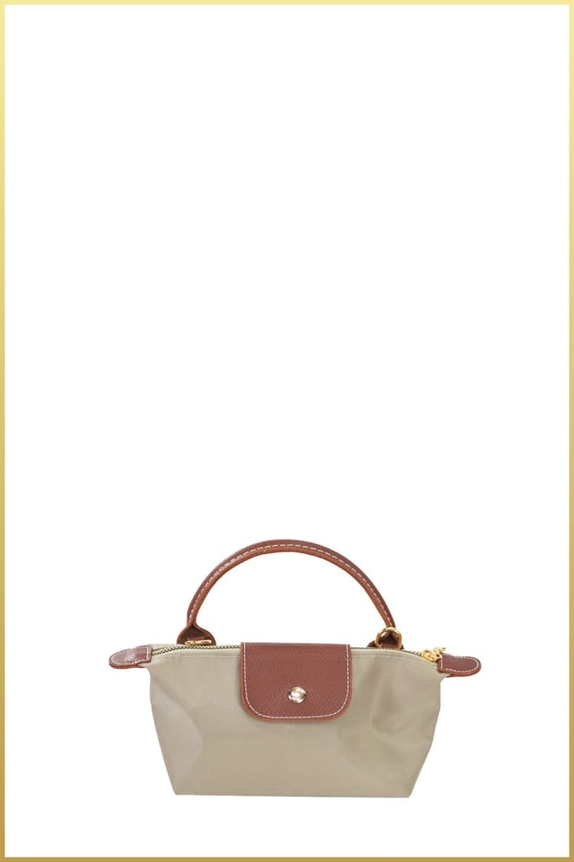 Kadın Deri Saplı Katlanabilir Mini XS Boy El ve Omuz Çantası - Vizon