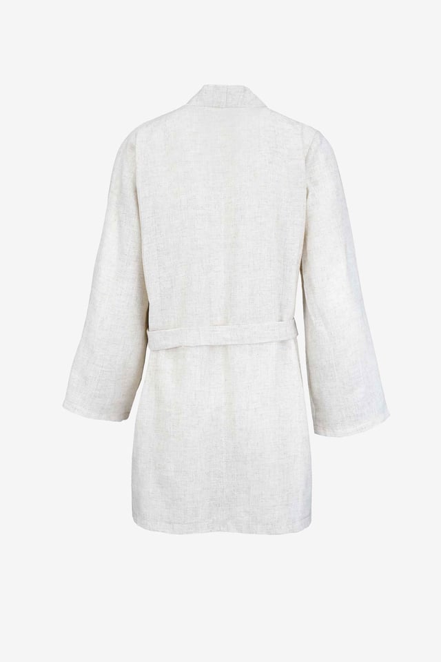 Keten Kuşaklı Basic Kimono-Krem