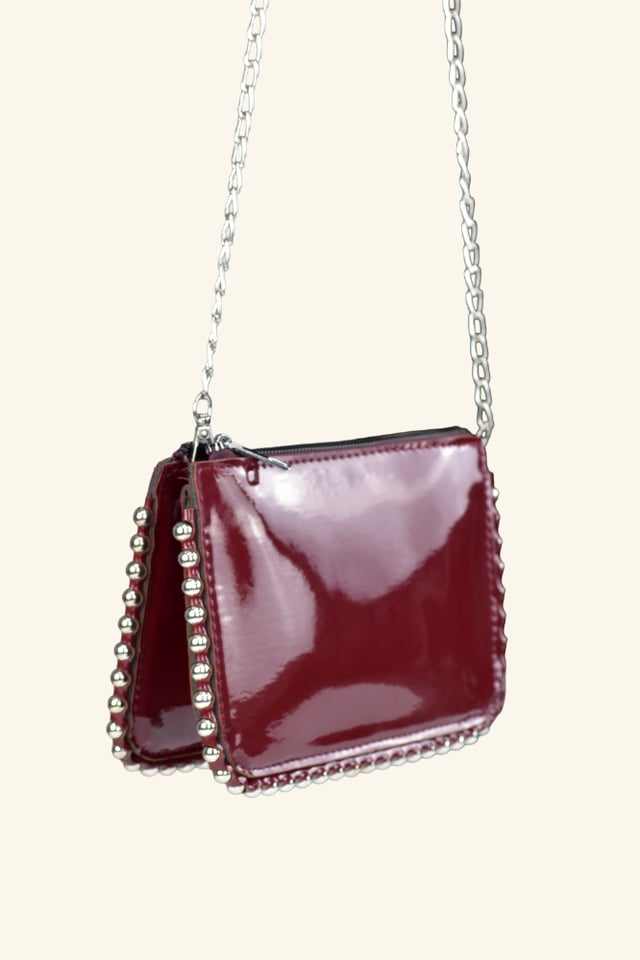 Mini Boncuklu Çanta - Bordo