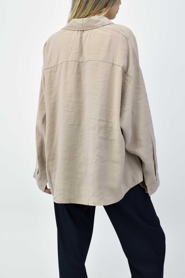 Oversize Modal Gömlek - Krem