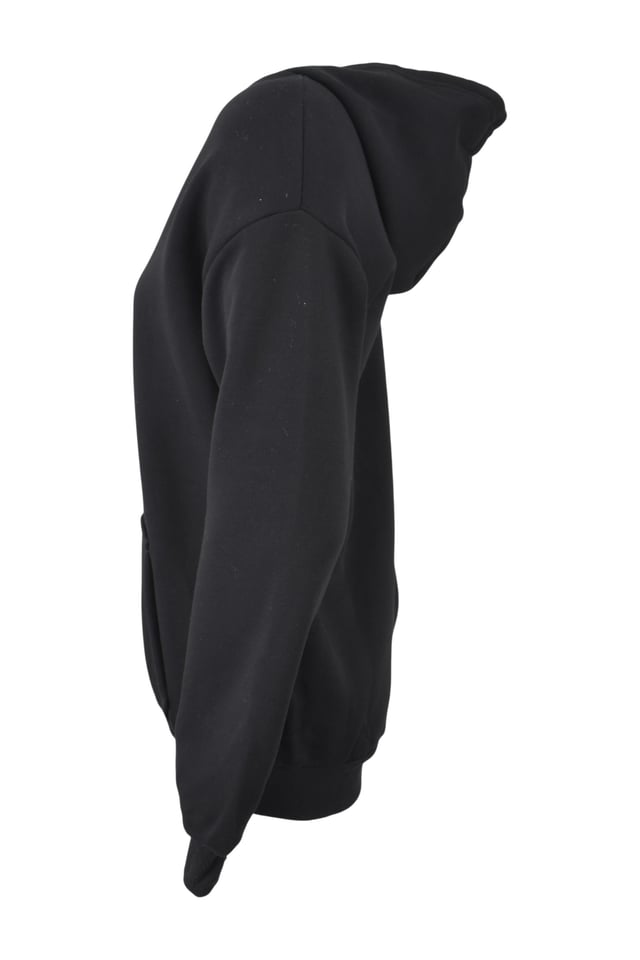 Oversize Üç İplik Kapüşonlu Hırka  - Siyah
