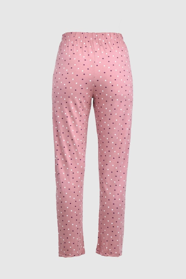 Uzun Gül Kurusu Yıldız Desenli Alt Pijama