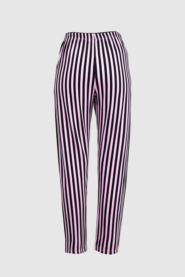 Uzun Siyah Pembe Çizgili Alt Pijama