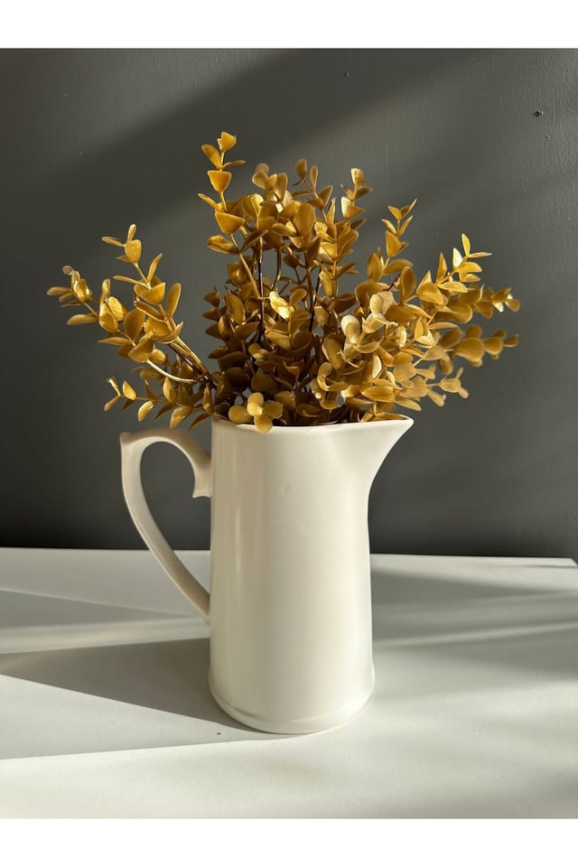 Yapay 5 Dallı Gold Şimşir Demeti 37 Cm - Gold Vazo Yapay Bitkisi
