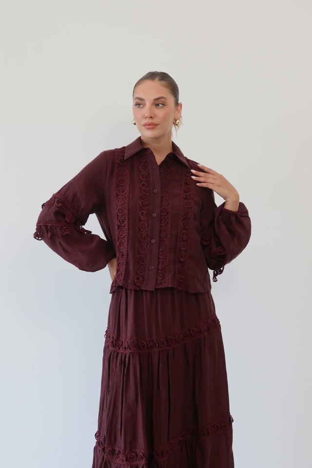 Nakış Detaylı Takım 9061 Bordo
