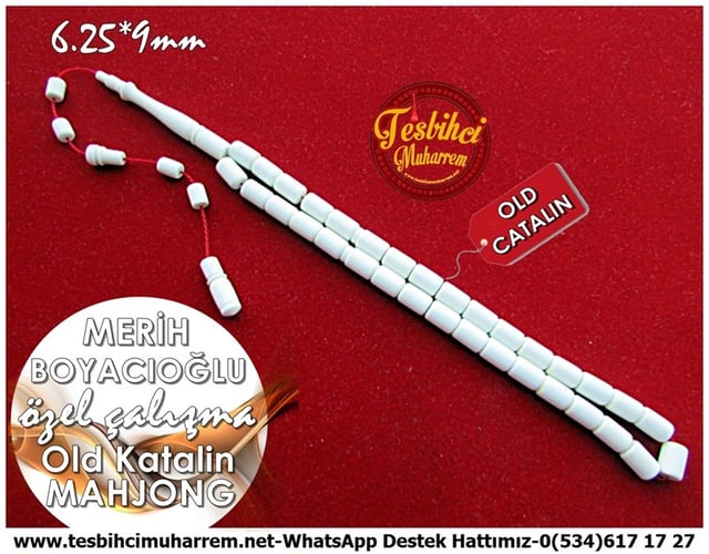  Özel Çalışma Eski Mahjong Taşı Katalin Tesbih Merih Boyacıoğlu