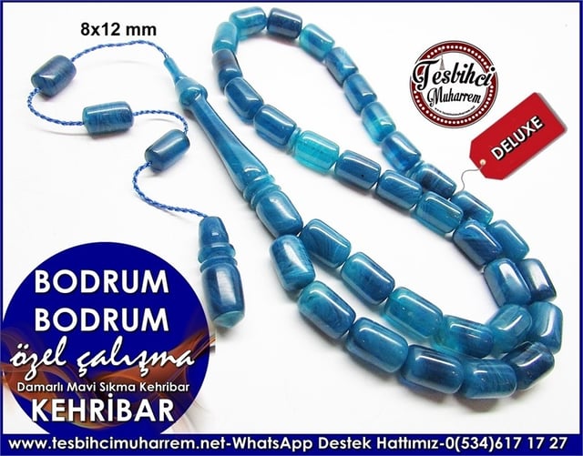  Özel Çalışma Kapsül Mavi Sıkma Kehribar Tesbih Bodrum Bodrum 