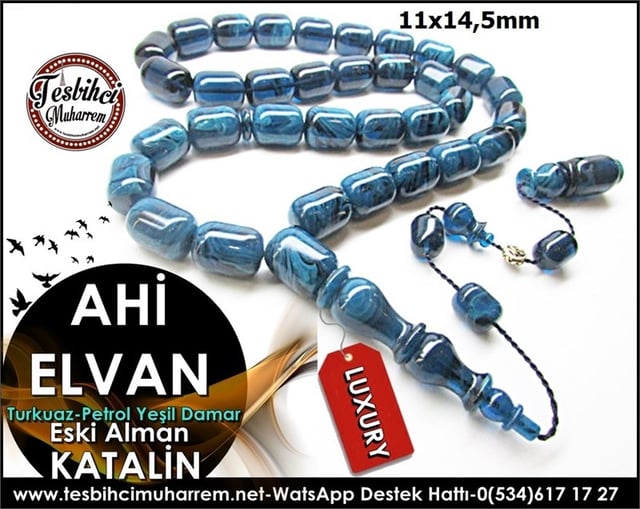  Özel İşçilik Battal Boy Eski Alman Katalin Tesbih Ahi Elvan 