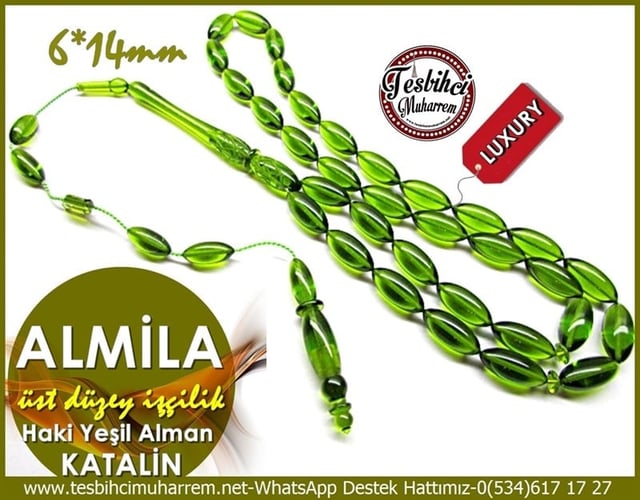  Üst Düzey İşçilik Haki Yeşil Uzun Arpa Alman Katalin Tesbih Almila