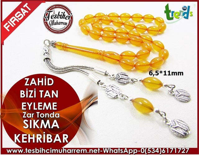 SIKMA KEHRİBAR TESBİH 6,58*11 mm ZAHİD BİZİ TAN EYLEME