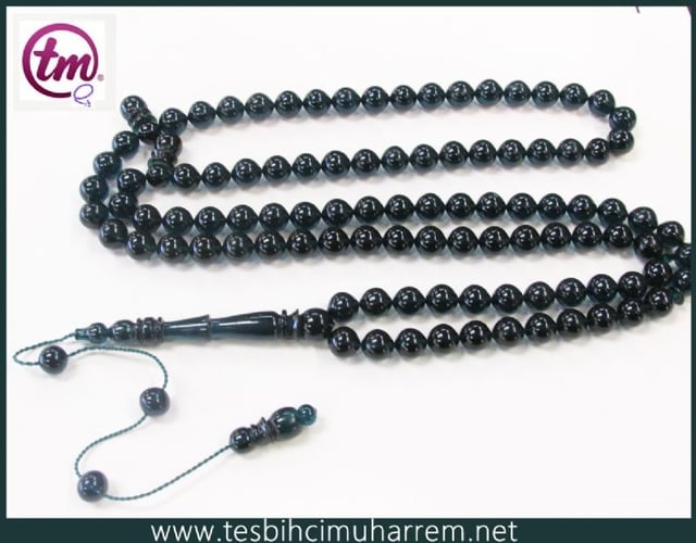 ATEŞ KEHRİBARI TESBİH 9x10 mm 99 luk PETROL YEŞİLİ TESBİHAT