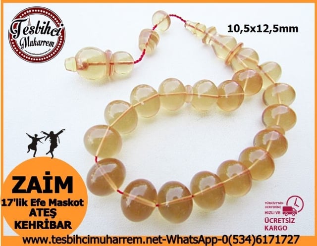 ATEŞ KEHRİBAR TESBİH 10,5x12,5 mm ZAİM  EFE