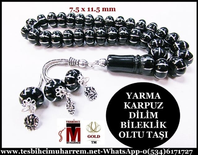 OLTU TAŞI TESBİH 7.5x11.5 mm BİLEKLİK KARPUZ DİLİM YARMA