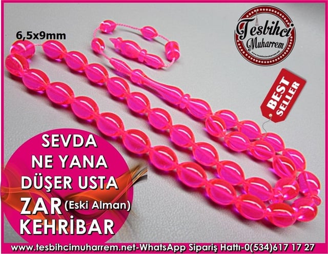 Eski Alman Zar Kehribar Tesbih 6,5*9 mm Sevda Ne Yana Düşer Usta