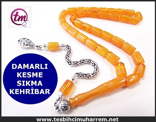 SIKMA KEHRİBAR TESBİH 7x11 mm DAMARLI KESME HABİKE