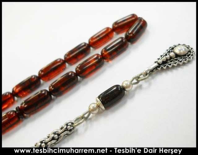 5X10 mm TESBİH-ÜL LEHİDE KAHVE SİYAH DAMARLI SIKMA KEHRİBAR TESBİH