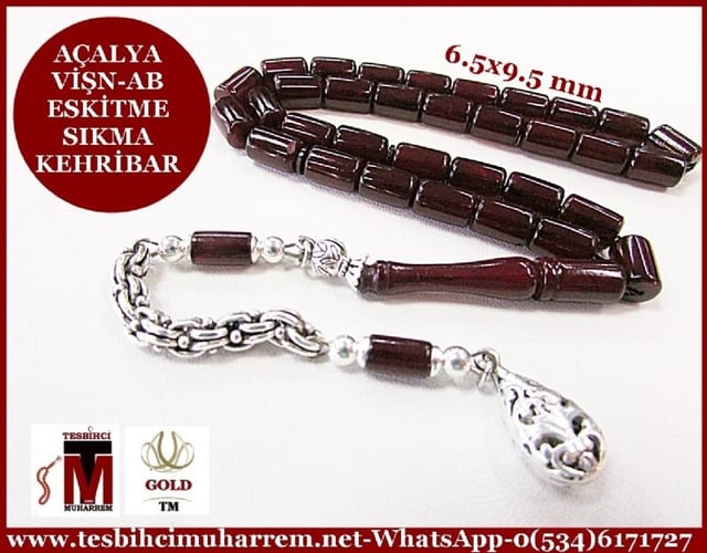 SIKMA KEHRİBAR TESBİH 6.5x9.5 mm ESKİTME AÇALYA VİŞN-AB