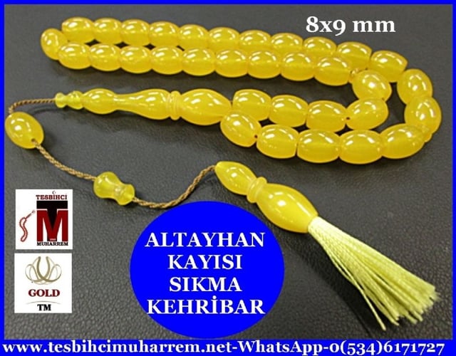 SIKMA KEHRİBAR TESBİH 8x9 mm KAYISI ALTAYHAN