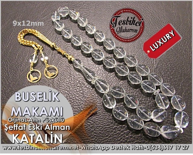 Altın Püsküllü Eski Alman Buz Katalin Tesbih Buselik Makamı