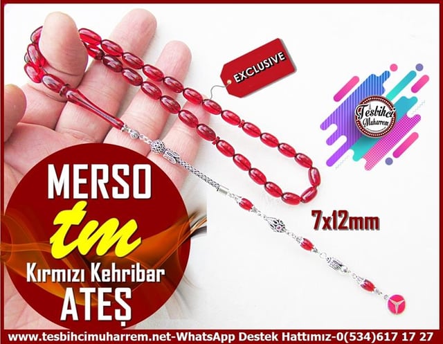 Ateş Kırmızı Ton TesbihlerTM12452Ateş Kehribar Tespih Kırmızı Renk Uzun Gümüş Püsküllü Beyzi Kesim Merso TesbihAteş Kehribar Tespih Kırmızı Renk Uzun Gümüş Püsküllü Beyzi Kesim Merso Tesbih