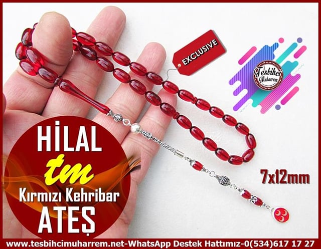 Ateş Kırmızı Ton TesbihlerTM12450Ateş Kehribar Tespih Kırmızı Renk Uzun Gümüş Püsküllü Beyzi Kesim Hilal TesbihAteş Kehribar Tespih Kırmızı Renk Uzun Gümüş Püsküllü Beyzi Kesim Hilal Tesbih