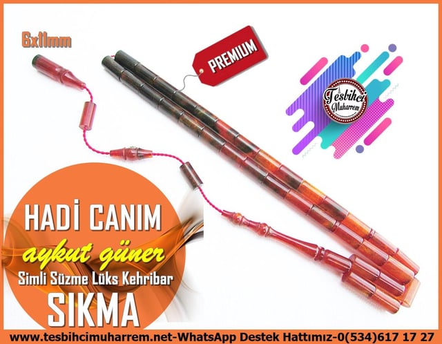 Hareli Mavi Kehribar TesbihlerTM12042Aykut Güner Usta El İşçiliği Tespih | Sıkma Kehribar, Kesme Kesim, Lüks Süzme, 