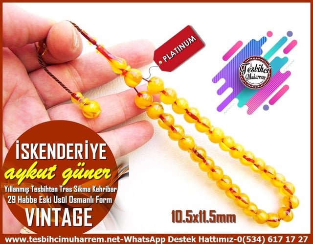 Hareli Kırmızı Kehribar TesbihlerTM13359Aykut Güner Usta El İşçiliği Tespih | Vintage, Yıllanmış Tesbihten Traş, İskender Model Sıkma Kehribar 