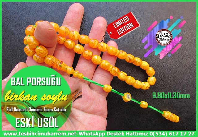 Katalin Ve Bağa TesbihlerTM14401Birkan Soylu Usta İmzalı Full Damarlı Sarı Eski Usül Katalin Tesbih I Osmanlı Form Bal Porsuğu TesbihFull Damarlı Sarı Eski Usül Katalin Tesbih I Osmanlı Form Bal Porsuğu Tesbih