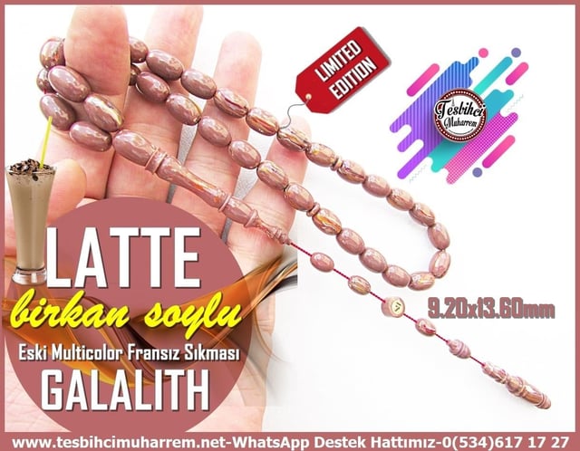 Galanit TesbihTM13929Birkan Soylu Usta İşçilikli Tesbih | Eski Galalith, Multicolor, Badem Kesim, Limited Edition “Latte”TesbihTespih Eski Galalith I Multicolor Badem Kesim Limited Editon Latte Kolleksiyonluk Tesbih 