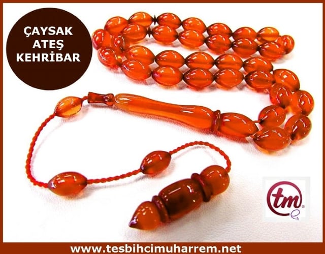 ATEŞ KEHRİBARI TESBİH 7x11 mm ÇAYSAK NARSAK