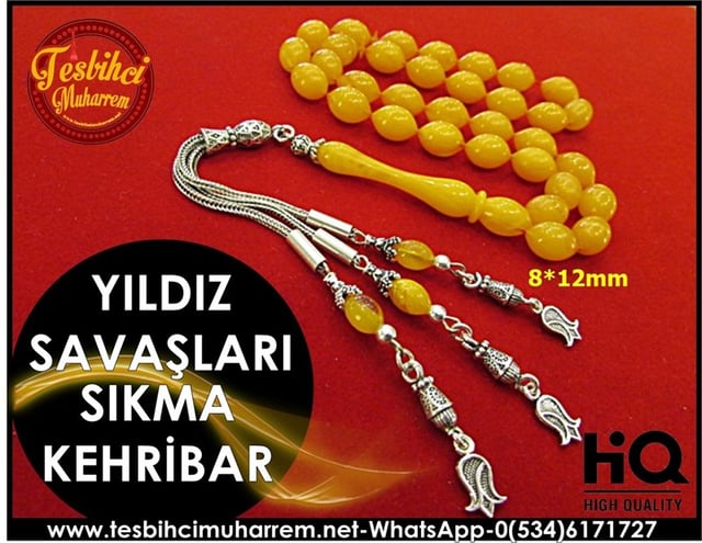  SIKMA KEHRİBAR TESBİH 8*12 mm YILDIZ SAVAŞLARI
