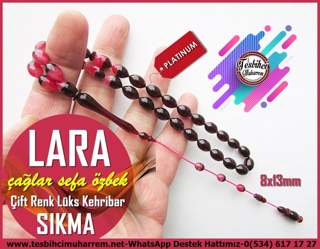 Pembe Kehribar TesbihlerTM13707Çağlar Sefa Özbek Usta Tornası | Çift Renk Süzme Beyzi Kesim Sıkma Kehribar Tespih,