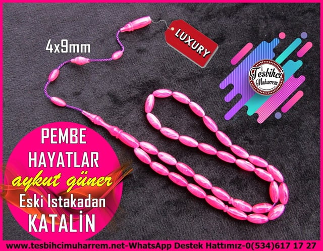 Katalin Ve Bağa TesbihlerTM12173Çıtır Damarlı Pembe Arpa Kesim Eski Istakadan Katalin Tesbih Pembe Hayatlar Çıtır Damarlı Pembe Arpa Kesim Eski Istakadan Katalin Tesbih Pembe Hayatlar 