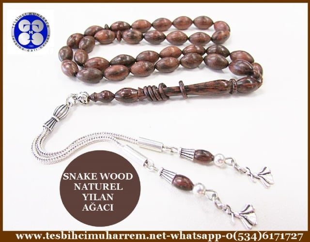 YILAN AĞACI TESBİH 7x11.5 mm NATUREL SNAKEWOOD