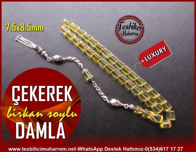  Damla Kehribar TesbihlerTM11119Damla Kehribar Tesbih Gümüş Püsküllü Bilek Boy Şeffaf Sarı Kesme Model ÇekerekDamla Kehribar Tesbih Gümüş Püsküllü Bilek Boy Şeffaf Sarı Kesme Model Çekerek