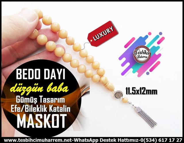 Maskot,Bileklik,Can-ı Gönül TesbihlerTM13361Düzgün Baba Usta El İşçiliği Tespih Maskot | Efe Bileklik Model, Gümüş Püsküllü, Katalin 