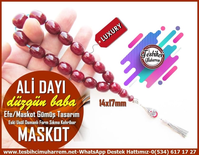 Maskot,Bileklik,Can-ı Gönül TesbihlerTM13362Düzgün Baba Usta El İşçiliği Tespih Maskot | Efe Bileklik Model, Gümüş Püsküllü, Eski Usül Osmanlı Form, Sıkma Kehribar 