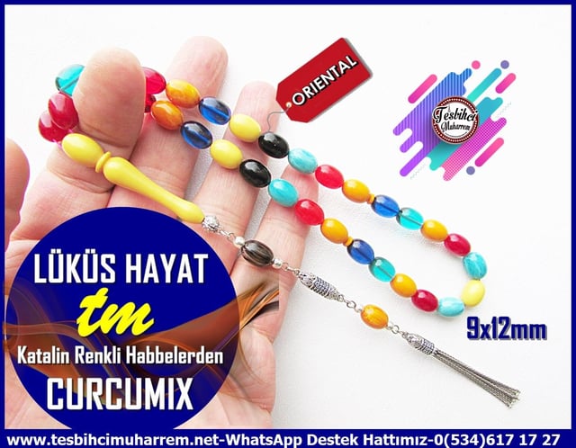 Katalin Ve Bağa TesbihlerTM13768Düzgün Baba Usta Tornası | Katalin Tespih, Renkli Habbeler, Curcumix, Beyzi Kesim, Gümüş Püsküllü, 