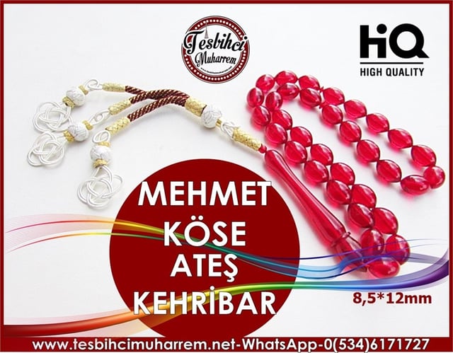 ATEŞ KEHRİBAR TESBİH 8,5*12 mm MEHMET KÖSE