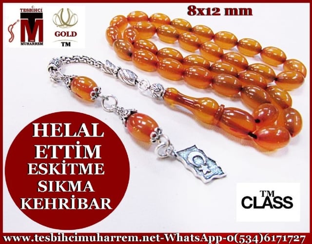 SIKMA KEHRİBAR TESBİH 8x12 mm ESKİTME HELAL ETTİM
