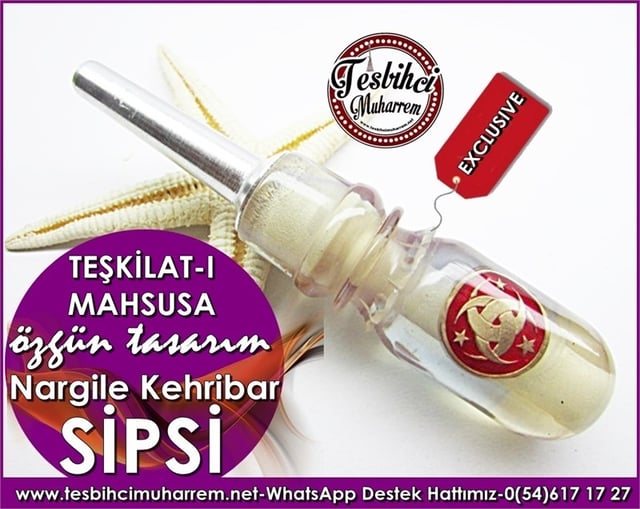 El İşçiliği Nargile Sipsisi Krem Mavi Ton Özgün Tasarım Kehribar Teşilat-ı Mahsusa Model