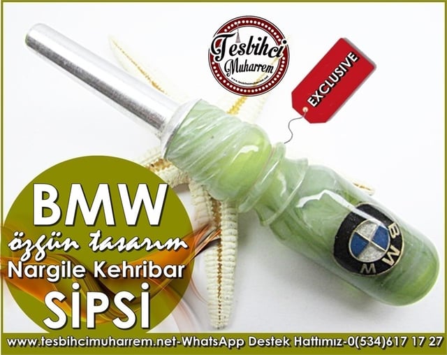 El İşçiliği Nargile Sipsisi Yeşil Ton Özgün Tasarım Kehribar BMW Model