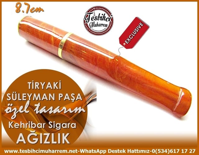El İşçiliği Özel Tasarım Kehribar Sigara Ağızlığı Tiryaki Süleyman Paşa
