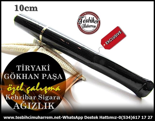 El İşçiliği Siyah Jaguar Kehribar Sigara Ağızlığı Tiryaki Gökhan Paşa