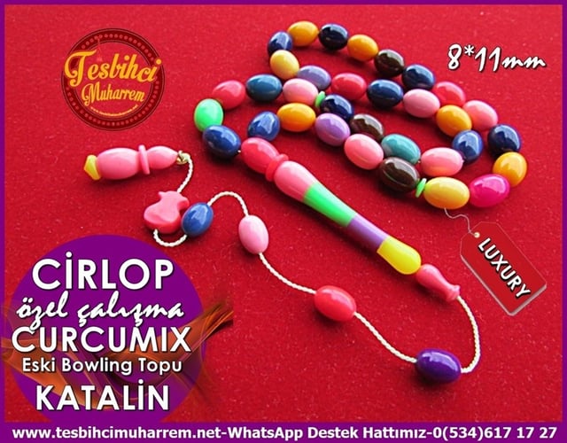 Eski Alman Bowling Topu Renkli Curcumix Katalin Tesbih Cirlop