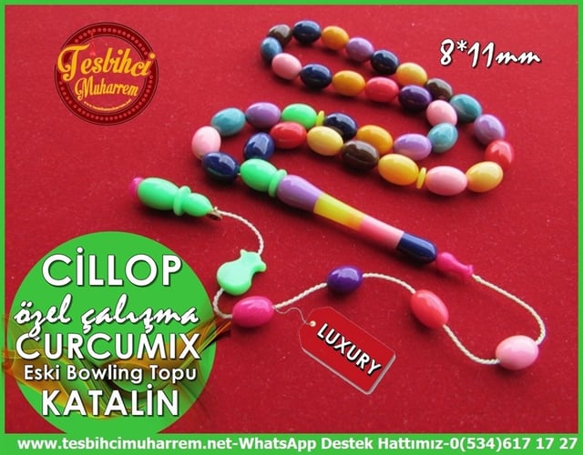 Eski Alman Bowling Topu Renkli Curcumix Katalin Tesbih Cillop 
